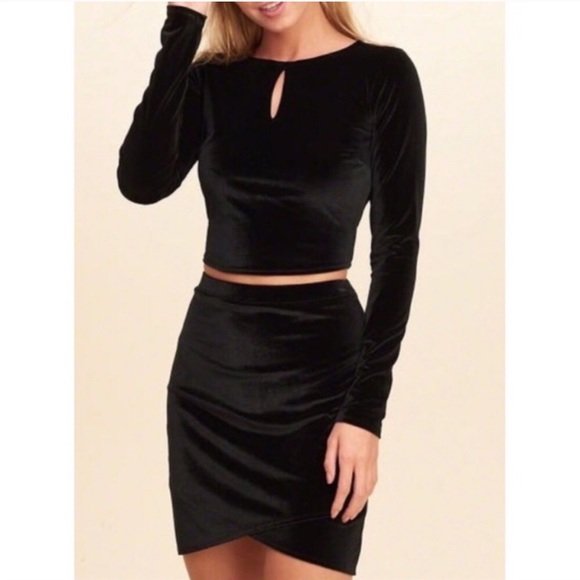Hollister Dresses & Skirts - Hollister Velvet Crop Top and Mini Skirt Set